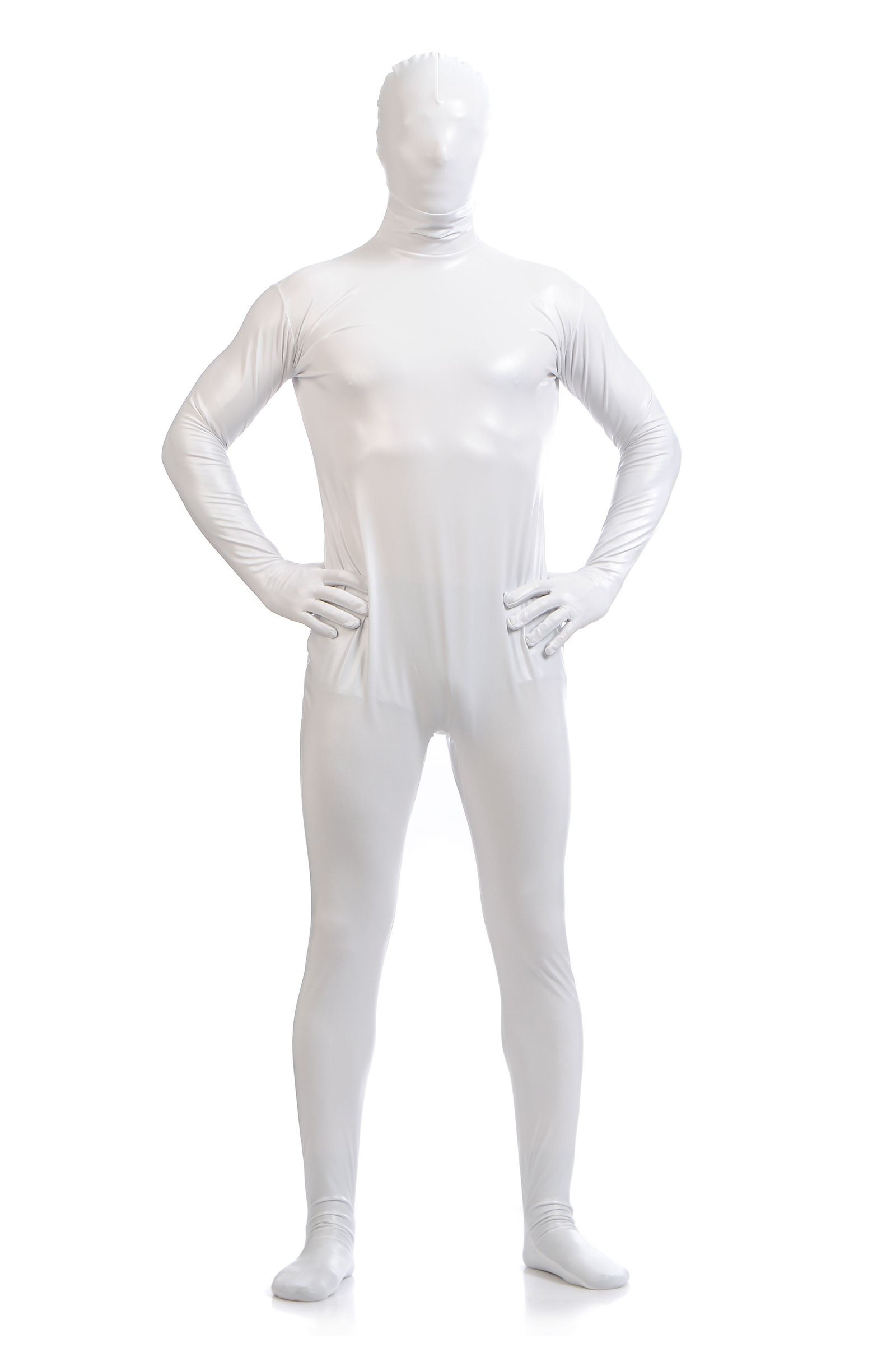 Morph Asut Kokopeittävä Kiiltävä Metalli Asu Valkoinen