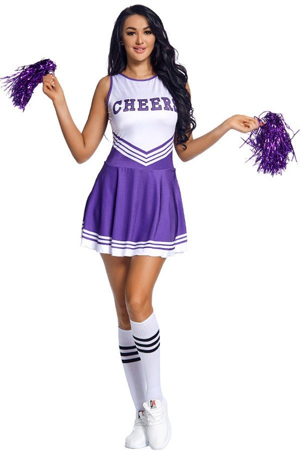 Seksikäs Tyttöjen Cheerleader Naamiaisasu Violetti