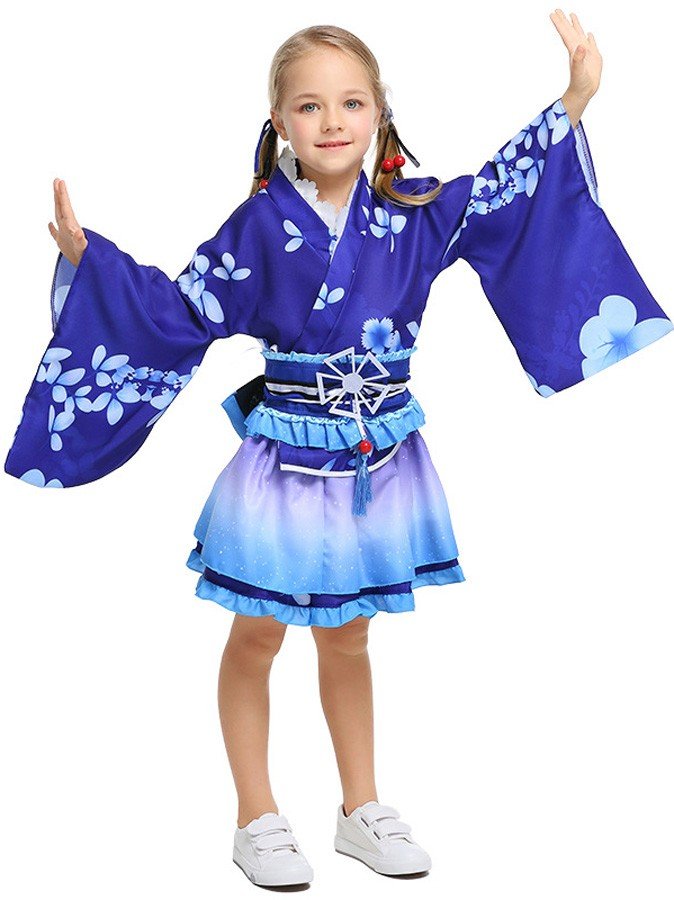 Lapsille Japanilainen Kimono Asu Sininen