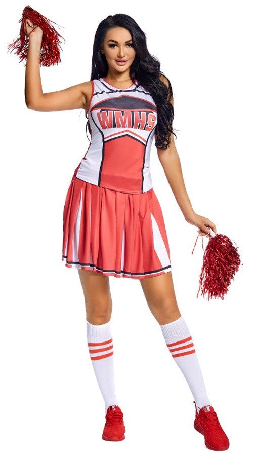 Lukion Cheerleader Asu Punainen Koripalloilija Naamiaisasu Aikuisille