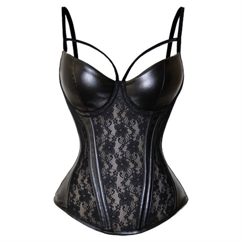 Pehmeä Seksikkäät Nahkakorsetti Musta Korsettilingerie
