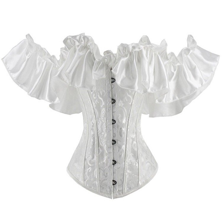 Vintage Korsetti Olkapäältä Pois Korsettilingerie Valkoinen Korsettitoppi