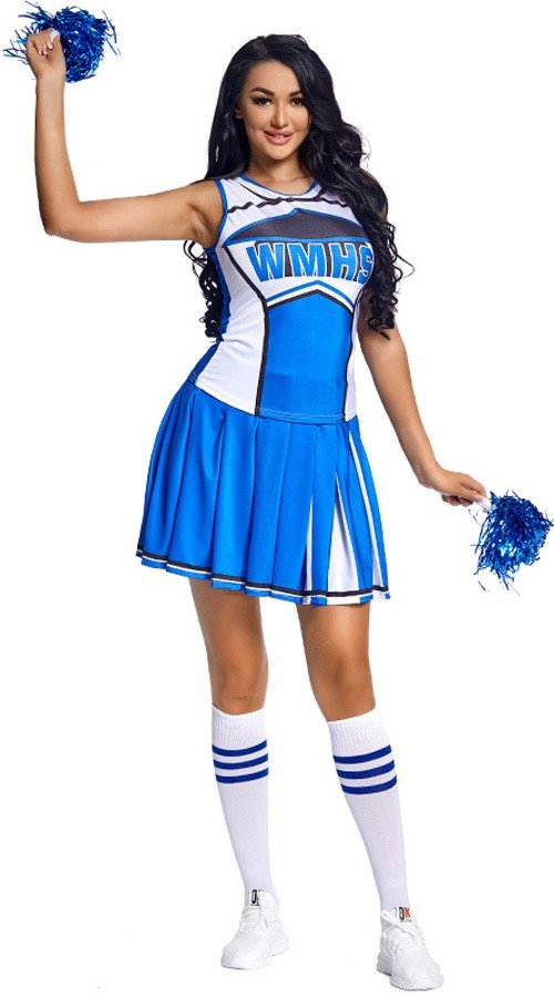 Lukion Cheerleader Asu Sininen Koripalloilija Naamiaisasu Aikuisille