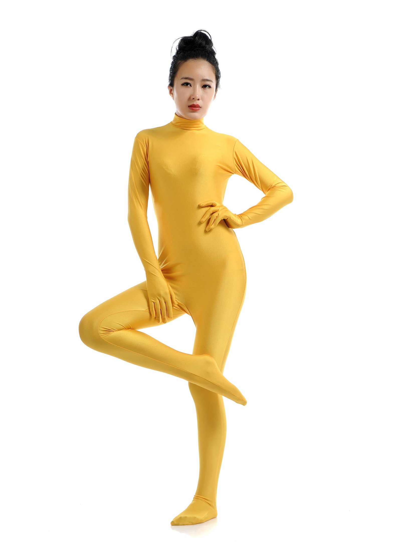 Morph Asut Skinsuit Naisille Ilman Huppua Second Skin Asu Keltainen