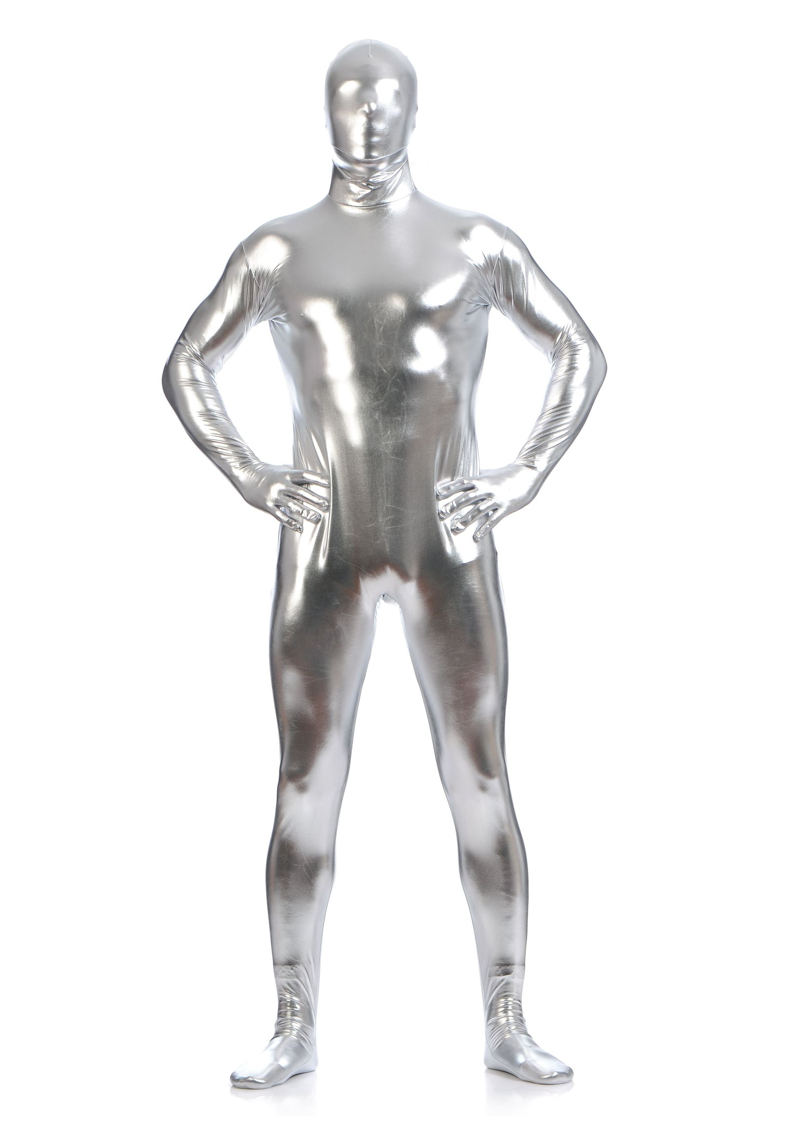 Morph Asut Kokopeittävä Kiiltävä Metalli Asu Hopeanvärinen