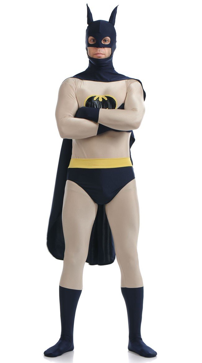 Klassinen Batman Asu Aikuisille Kiiltävä Spandex Supersankariasu