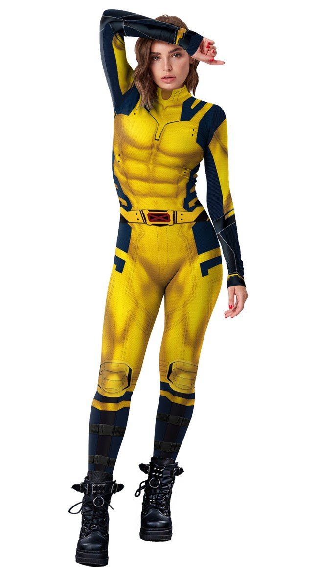 Naisten Wolverine Asu Aikuisille Marvel Supersankari Naamiaisasu Cosplay Haalari