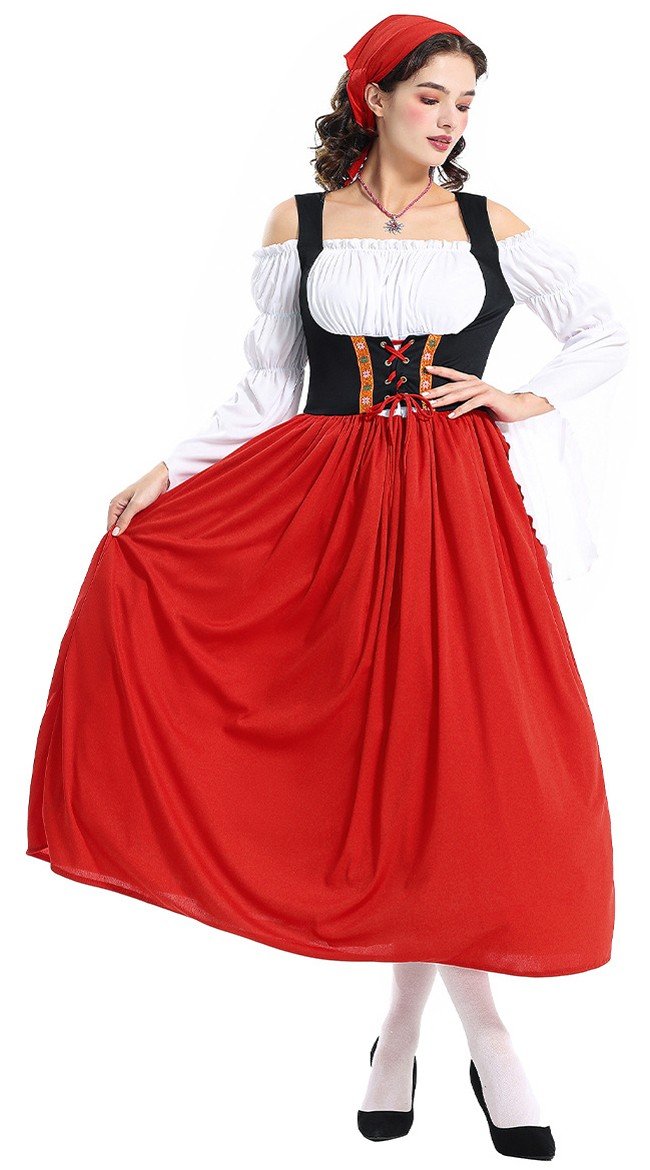 Miss Swiss Oktoberfest Asu Naiselle Punainen Pitkä Sisäkkö Asu
