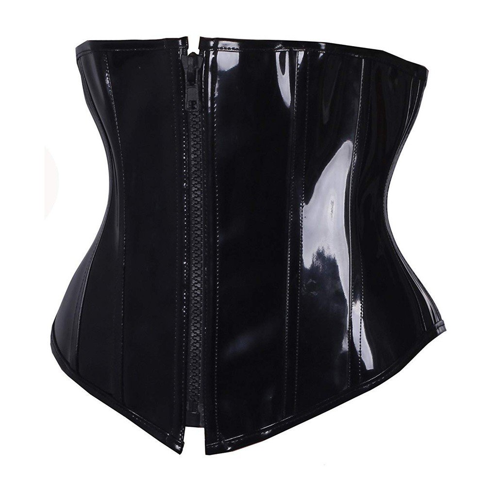 Musta PVC Vyötärökorsetti Kiiltävä Alarintakorsetti Waist Trainer