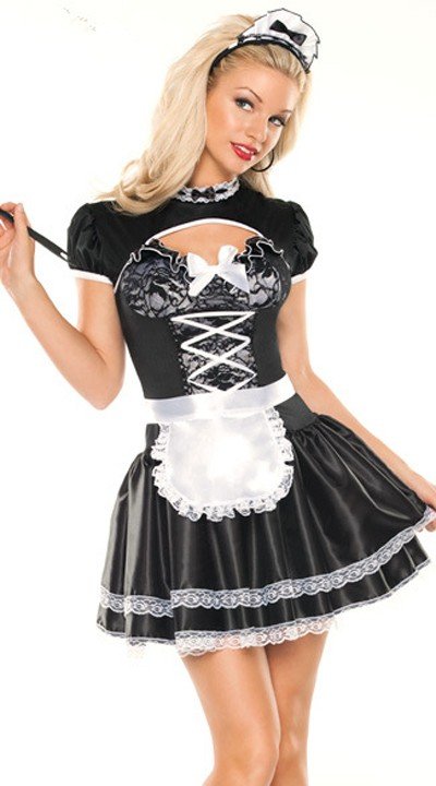 Musta vallaton french maid asu