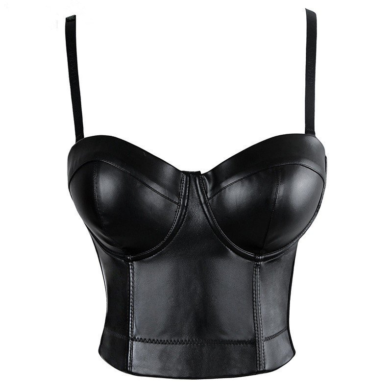 Musta Steampunk Korsetti Keinonahkainen Korsettitoppi Naisten Bustier