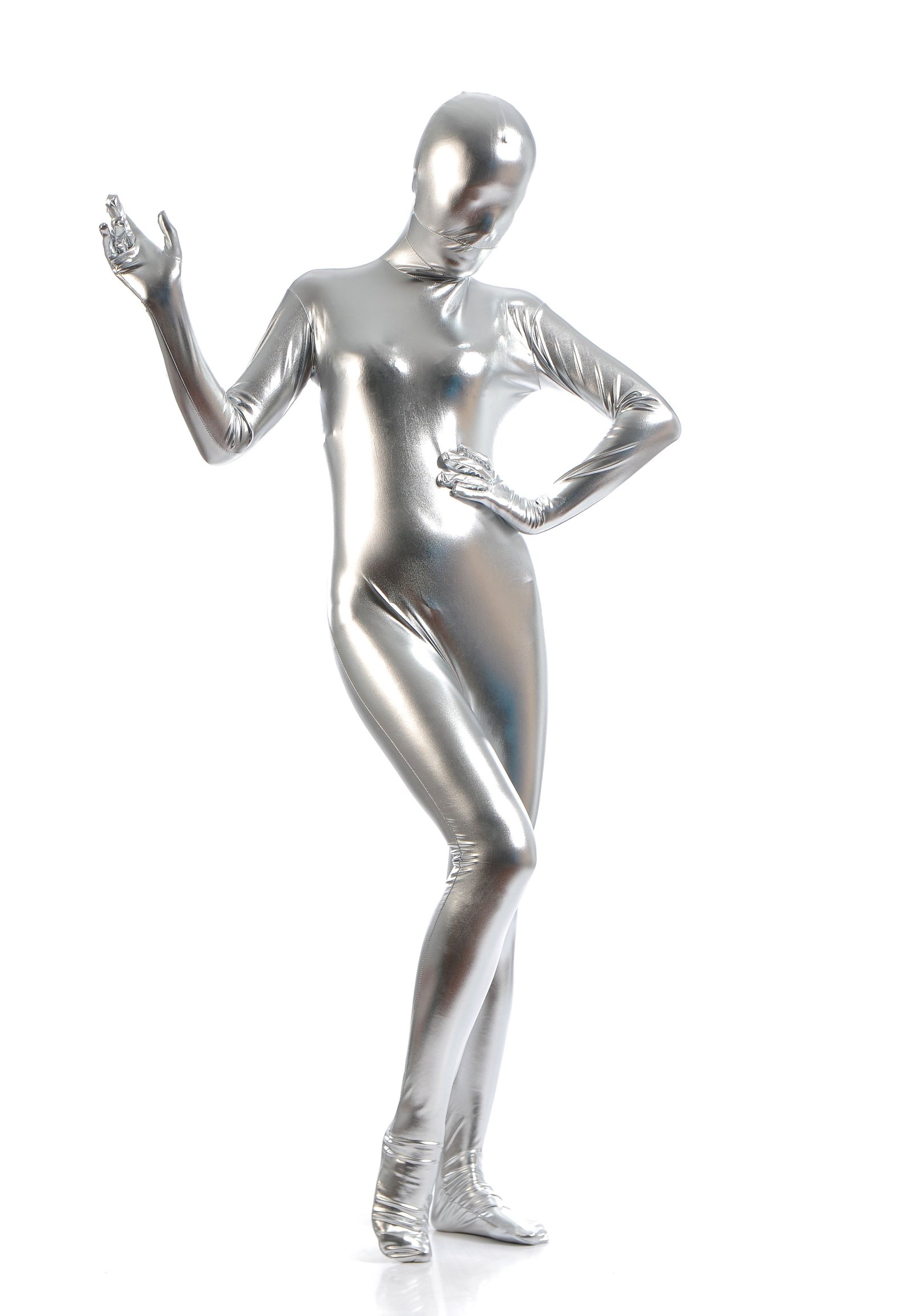 Morph Asut Kokopeittävä Naisille Kiiltävä Metalli Asu Hopea