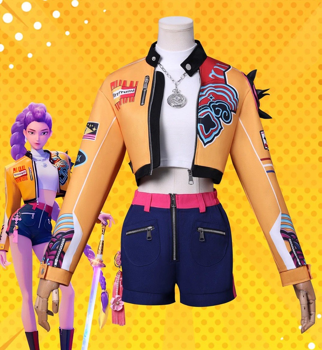 Deluxe Kpop Demon Hunters Rumi Asu Aikuisille ja Lapsille K-Pop Demon Hunters Asut Rumi Peruukki