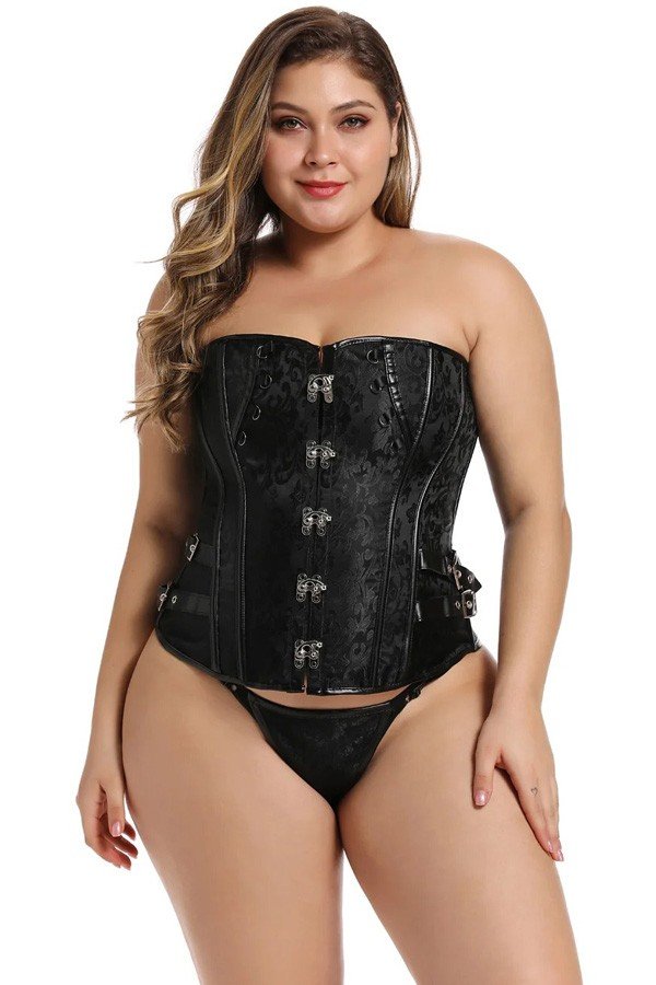 Viktoriaaninen Korsetti Musta Brocade Steampunk Goottilainen Korsetti