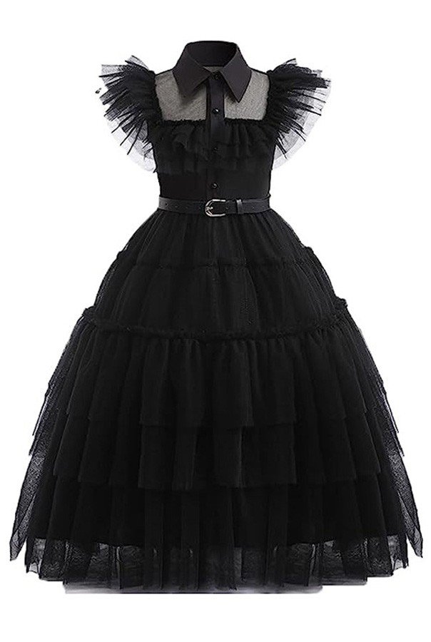 Deluxe Musta Keskiviikko Addams Mekko Lasten Halloween Naamiaisasut
