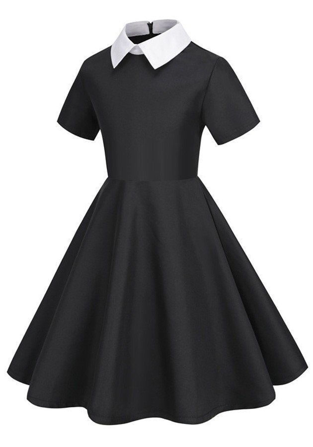 Musta Lasten Keskiviikko Addams Mekko Halloween Naamiaisasut Lyhythihaiset