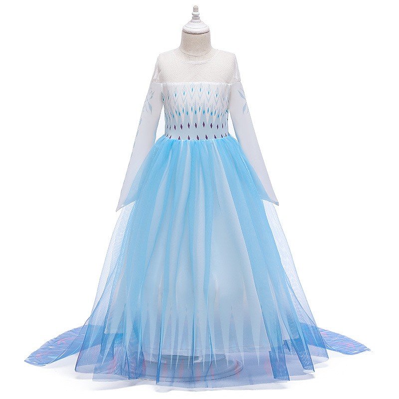 Frozen 2 Elsa Mekko Sininen Pitkähihainen Prinsessamekko