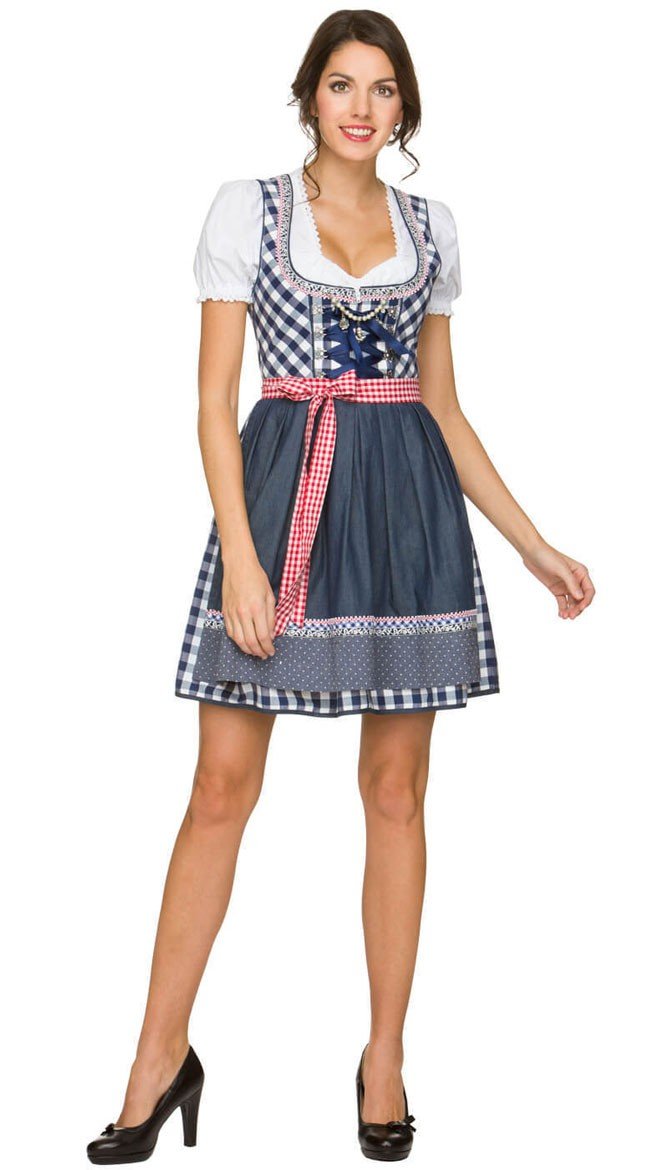 Oktoberfest Asu Naisille Mini Dirndl Mekko Sininen