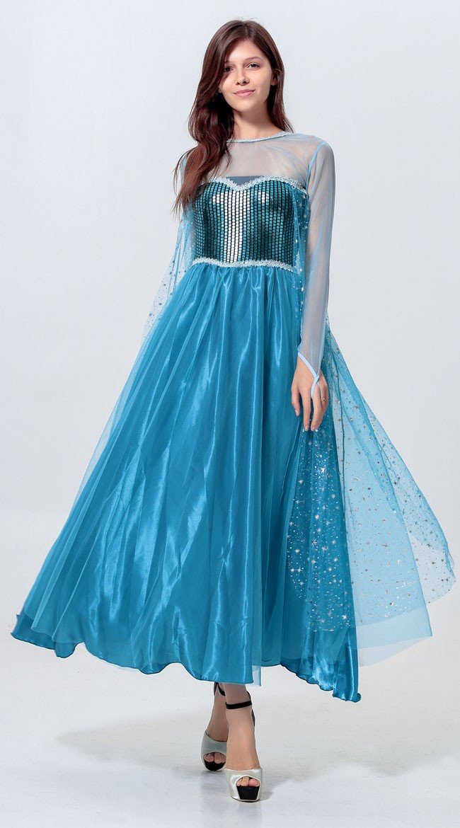 Paljetti Frozen Prinsessa Elsa Mekko Aikuisille