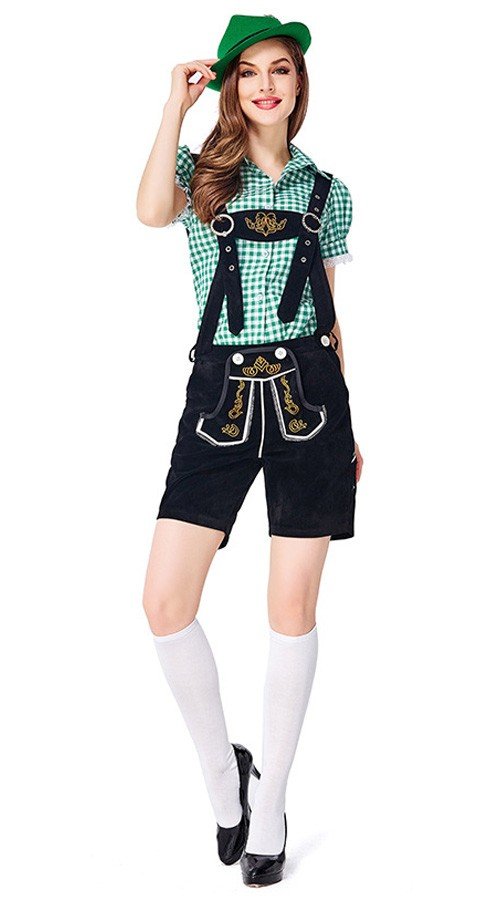 Baijerilaiseen Oktoberfest Lederhosen Asut Naisille Tirolilaisasu Vihreä Musta