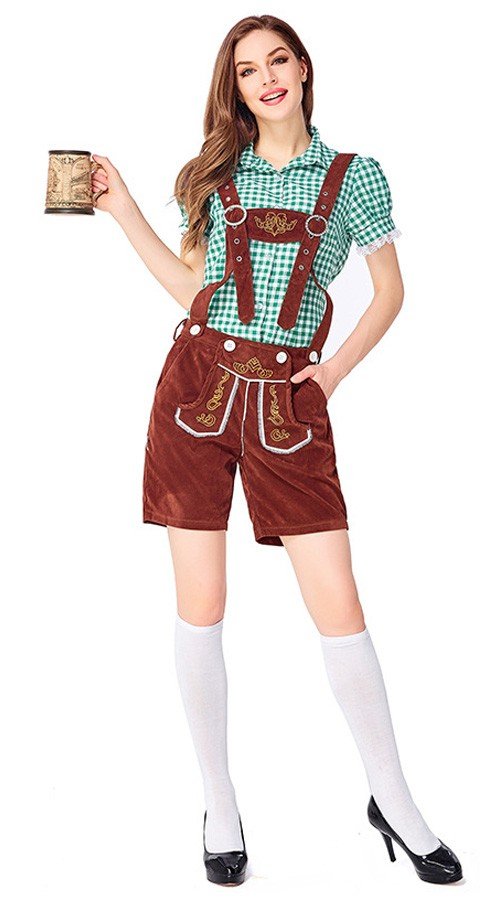 Baijerilaiseen Oktoberfest Lederhosen Asut Naisille Tirolilaisasu Vihreä Ruskea