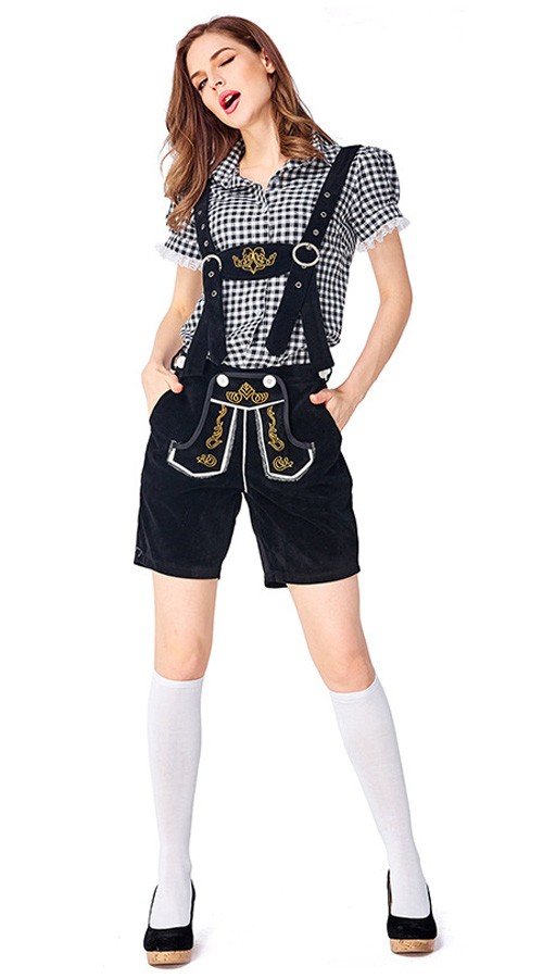 Baijerilaiseen Oktoberfest Lederhosen Asut Naisille Tirolilaisasu Musta Musta