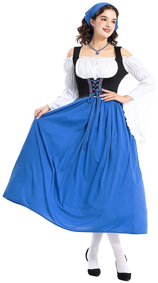Miss Swiss Oktoberfest Asu Naiselle Sininen Tirolilaismekko Pitkä Sisäkkö Asu