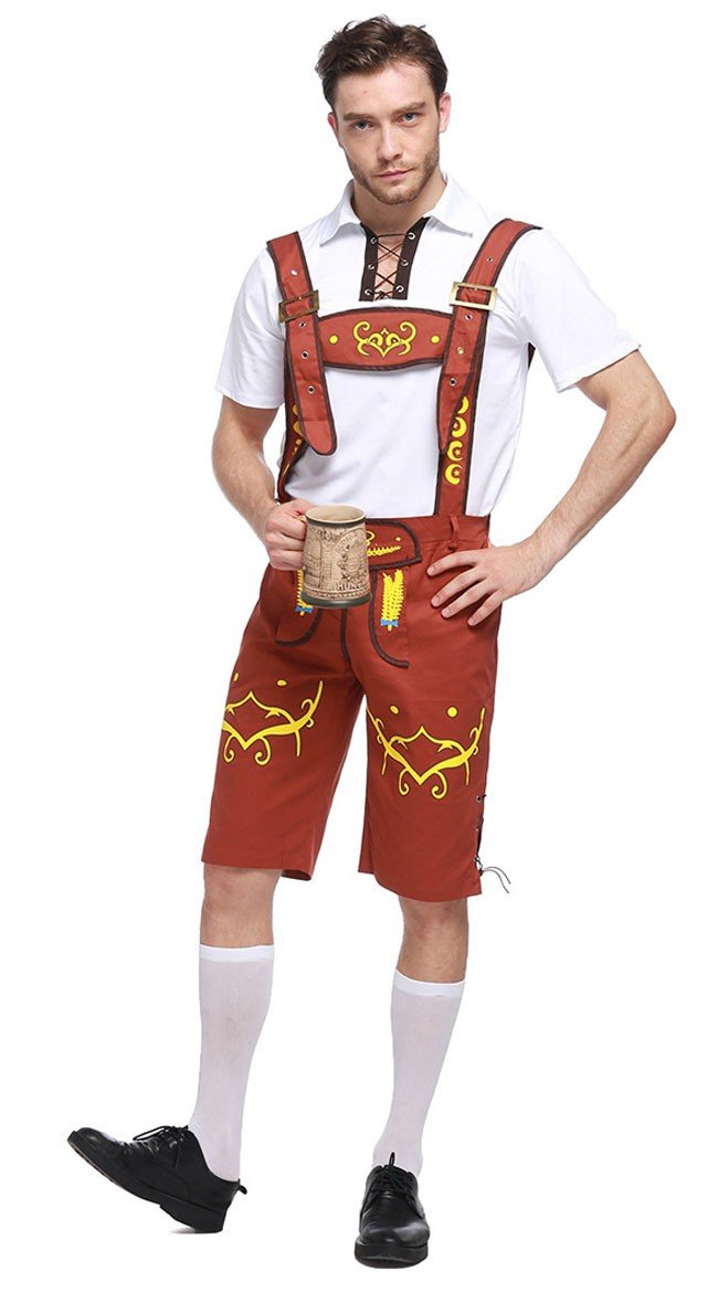 Baijerin Oktoberfest Lederhosen Miehille Housut Keltainen