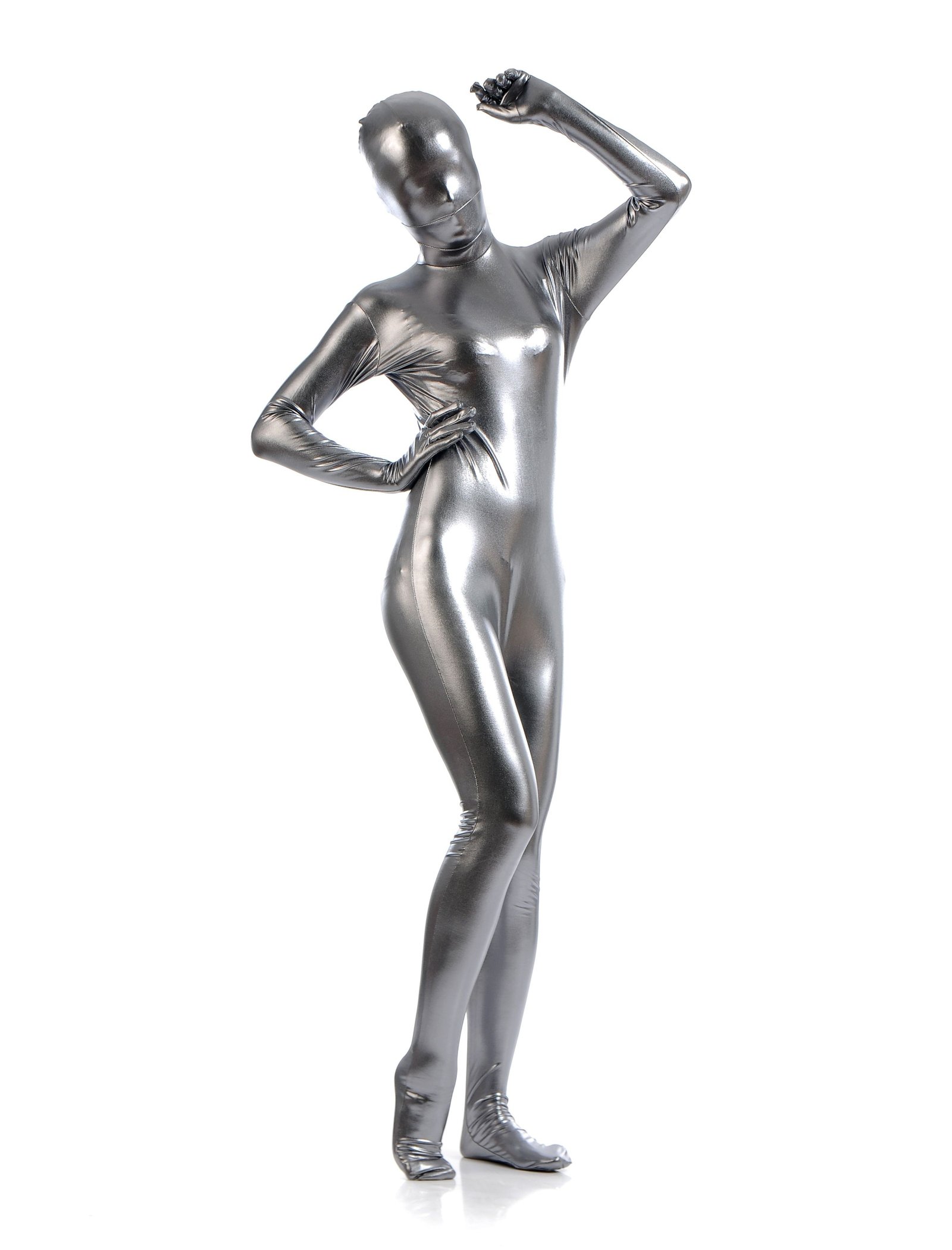 Morph Asut Kokopeittävä Naisille Kiiltävä Metalli Asu Harmaa
