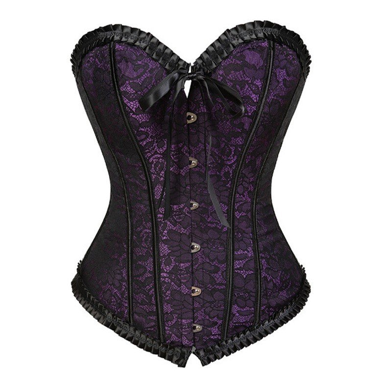 Burleski Kukkakorsetti Laskostettu Leikkaus Violetti Ylärintakorsetti