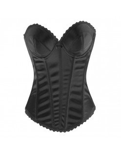 Yksinkertainen Yksivärinen Ylärintakorsetti Musta Korsettitoppi Seksikäs Korsettilingerie