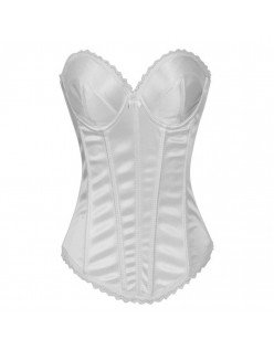 Yksinkertainen Yksivärinen Ylärintakorsetti Valkoinen Korsettitoppi Seksikäs Korsettilingerie