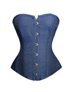 Seksikäs Sininen Korsetti Denimkorsetti Ylärintakorsetti