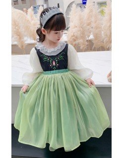 Frozen Prinsessamekko Anna Mekko Lapsille Mesh Lyhtyhihat
