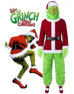 Aikuisille Grinch Hauska Joulupukin Asu Naamiolla Karvaiset Housut