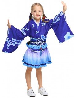 Lapsille Japanilainen Kimono Asu Sininen