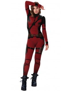 Naisten Deadpool 3 Asu Aikuisille Marvel Supersankari Naamiaisasu Cosplay Haalari
