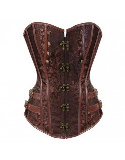 Viktoriaaninen Korsetti Ruskea Brocade Steampunk Goottilainen Korsetti