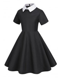Musta Lasten Keskiviikko Addams Mekko Halloween Naamiaisasut Lyhythihaiset