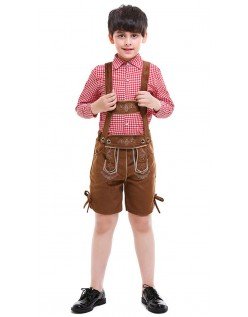 Lapset Bavarian Oktoberfest Lederhosen Mekko Ruskea