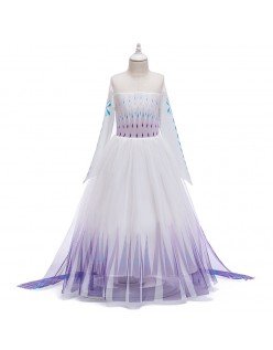 Frozen 2 Elsa Mekko Valkoinen Purppura Pitkähihainen Prinsessamekko