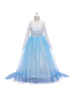 Frozen 2 Elsa Mekko Sininen Pitkähihainen Prinsessamekko
