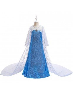 Frost Elsa Mekko Paljetti Sininen Prinsessamekko Tytöille