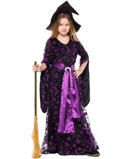 Halloween Violetti Kuun Noita Puku Lapsille