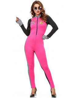 Seksikäs Naisten Kilpa-ajajan Asu Vaaleanpunainen Cheerleader Asu Jumpsuit