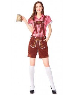 Baijerilaiseen Oktoberfest Lederhosen Asut Naisille Tirolilaisasu Punainen Ruskea