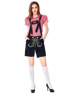Baijerilaiseen Oktoberfest Lederhosen Asut Naisille Tirolilaisasu Punainen Musta