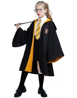 Harry Potter Hufflepuff Asu Lapsille Setti Viitta Solmio Silmälasit Taikasauva Kaulahuivi