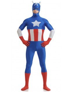Lycra Spandex Supersankari Kapteeni Amerikan Asu Sininen